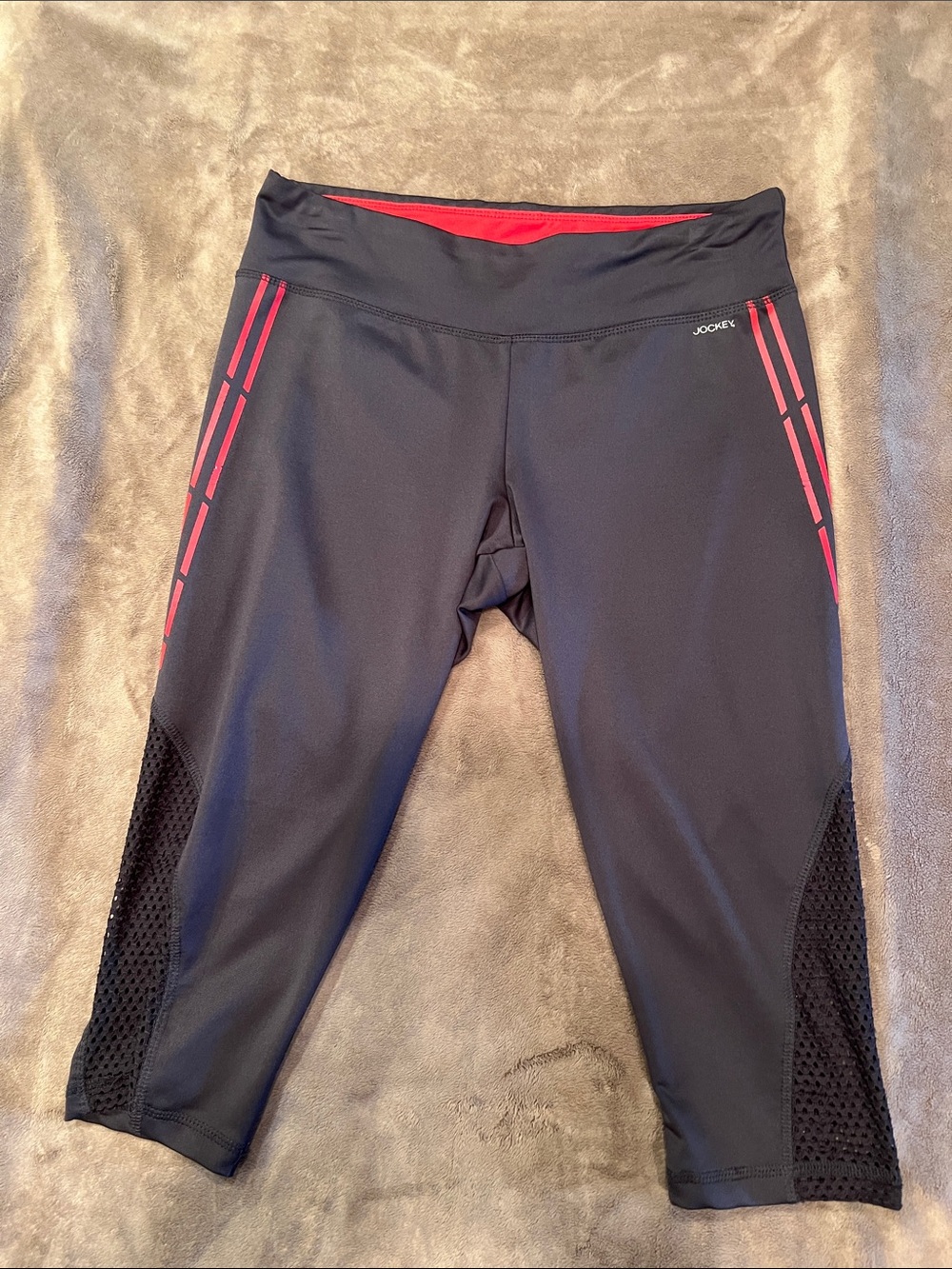 Jockey Dark Grey Capri Leggings with Red Accents
